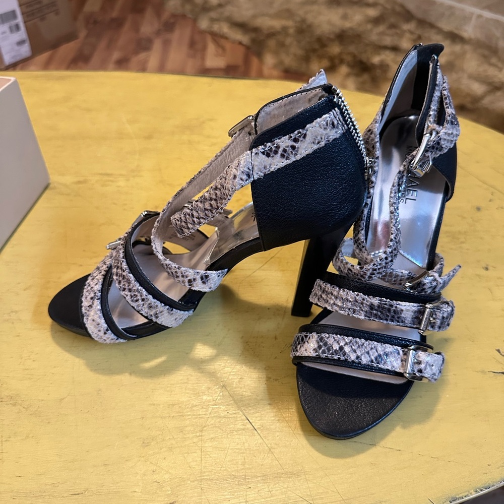 Michael Kors Black and Snake Print Heels